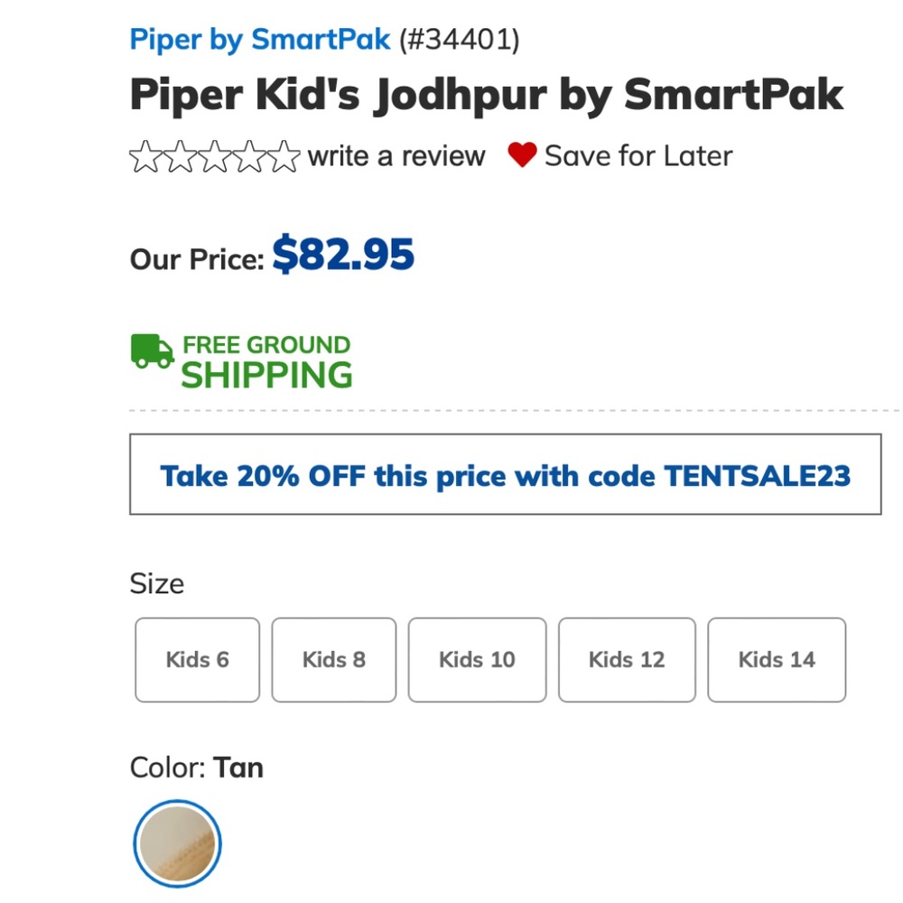 Girls SmartPak Piper's Riding Pants - Picture 4 of 4